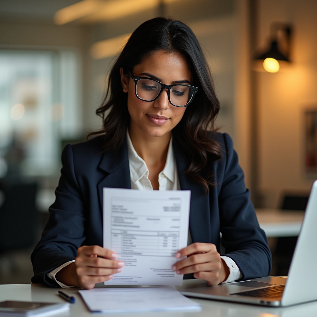 Worker reviewing payslip and employment documents